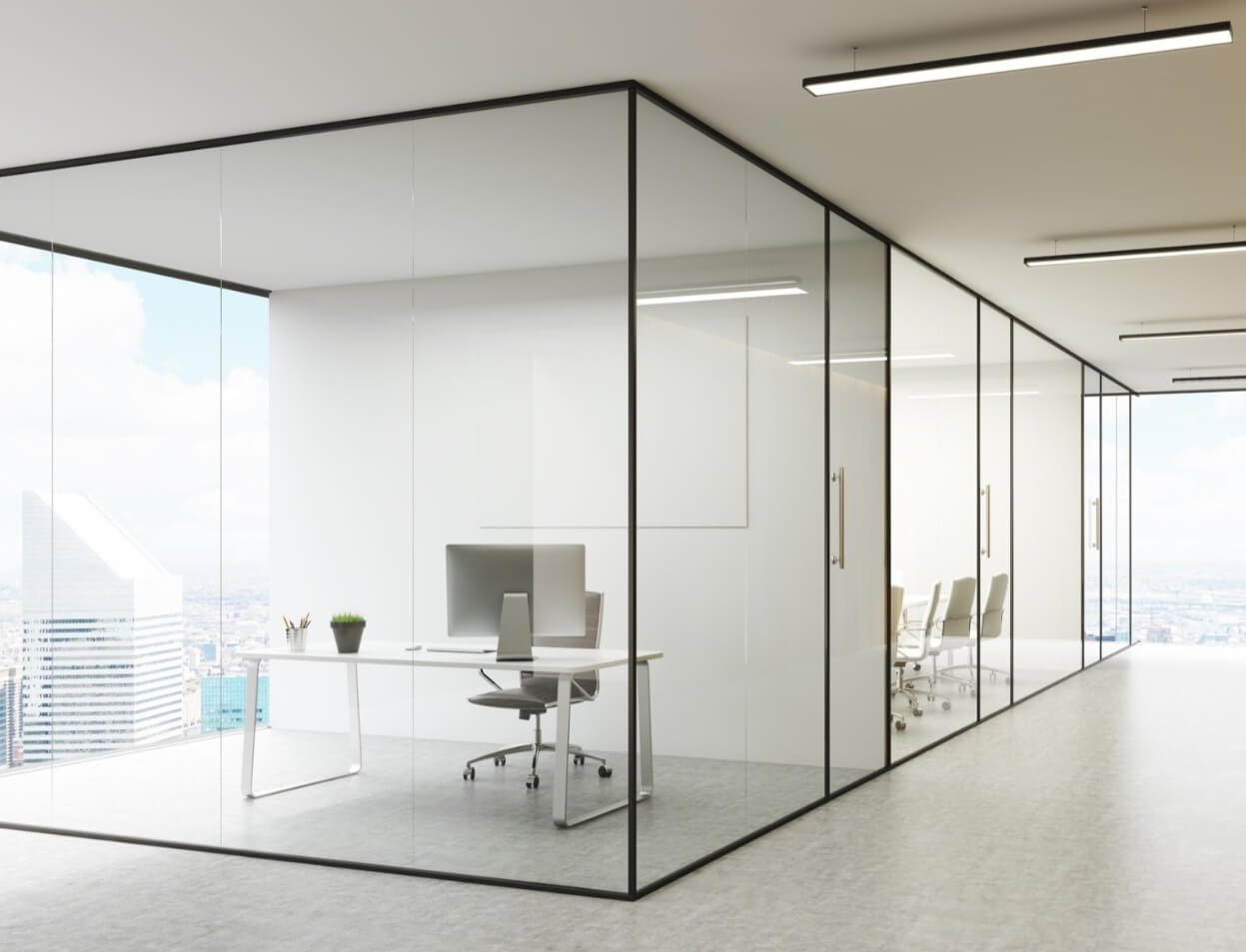 Frameless glass partitions by Gulf Light